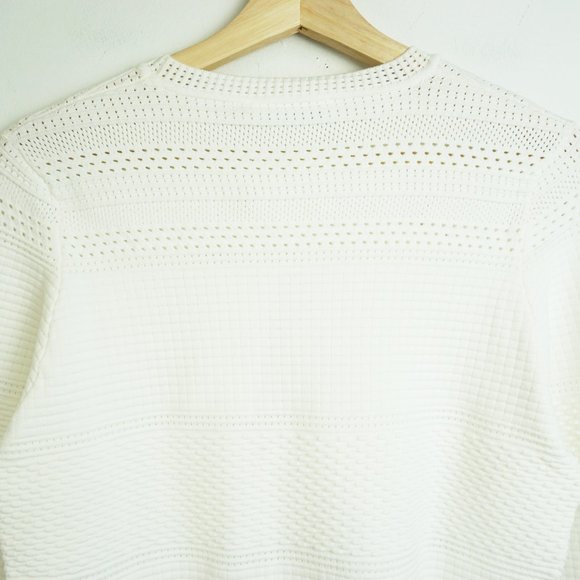 NWT BOSS Hugo Boss Funda Mixed Stitch Long Sleeve Sweater Open White XL - Picture 6 of 7